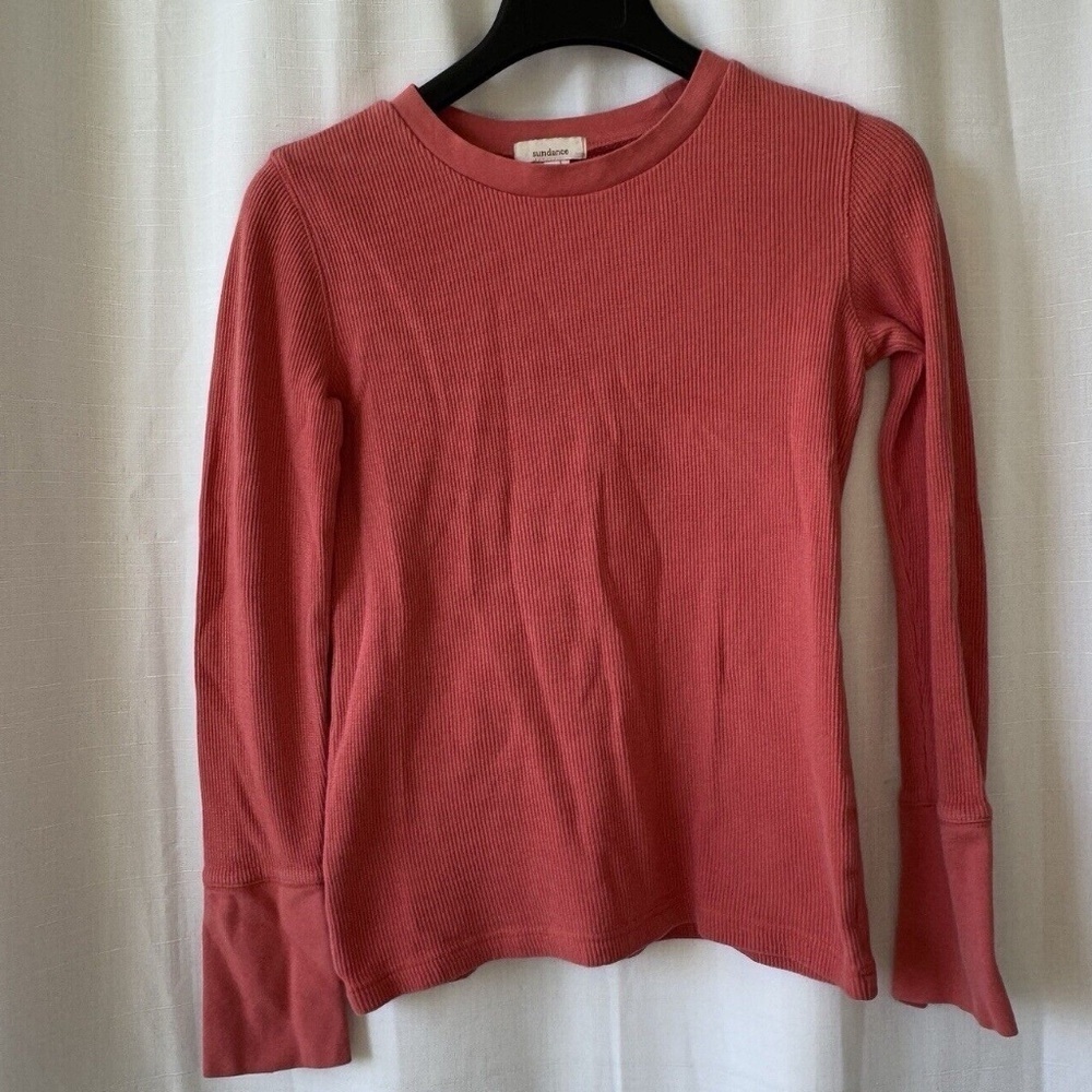 Sundance Top Womens Xs Pink Waffle Knit Stretch long sleeve - Picture 2 of 8